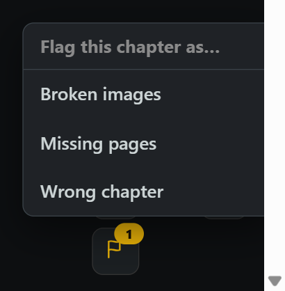 Reader flag menu: flag a chapter as broken images, missing pages or wrong chapter